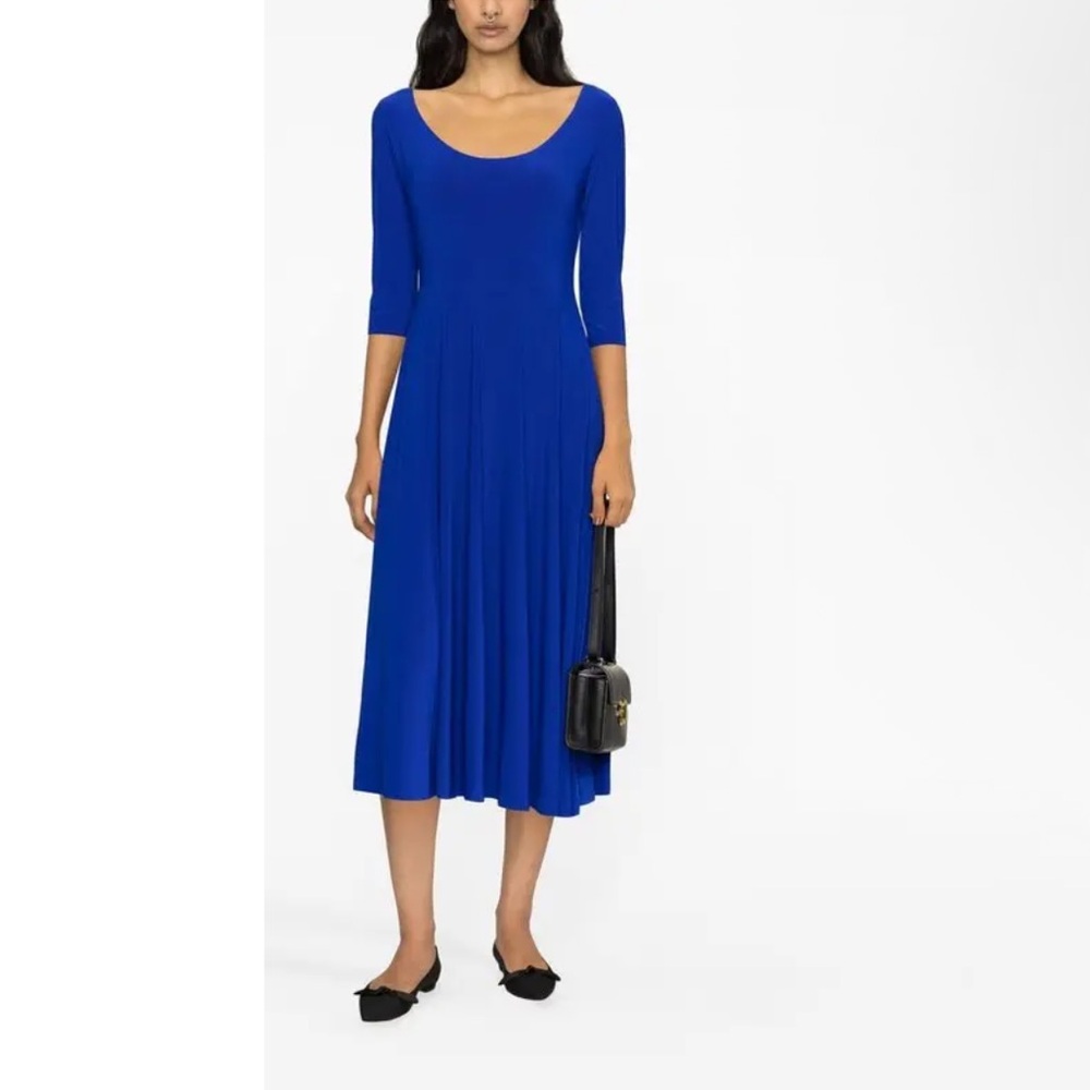 NWT Norma Kamali Royal Blue Reversible Scoop neck Long Sleeve Dress